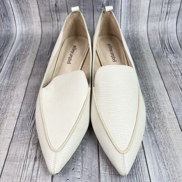 Jeffrey Campbell Viona Lizard Embossed Loafers Pointed Toe Sculpted Boho Heel 10 - Picture 6 of 12